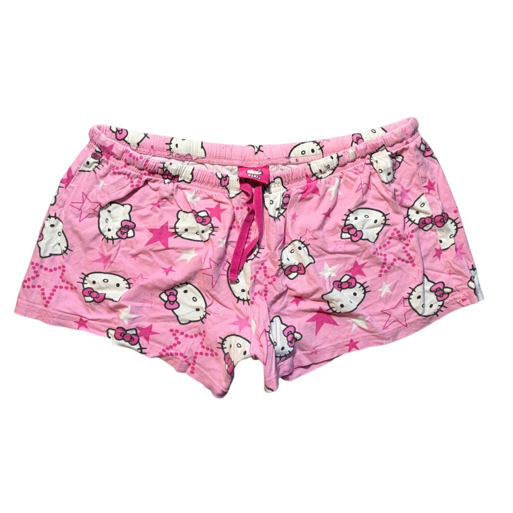 Y2K Micro 2013 Hello Kitty Sanrio Pink Star Print Pajama Shorts Sleepwear